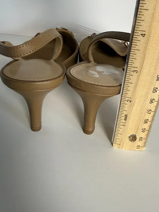 Michael Kors Lena Sling Pumps Natural Sz 7.5M- Delicate Horsebit Hardware NWOT - Picture 7 of 8